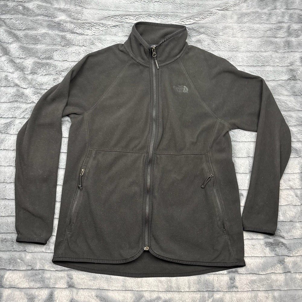 The North Face Womens Black Full Zip Fleece Jacket Mock Neck Medium 9u23